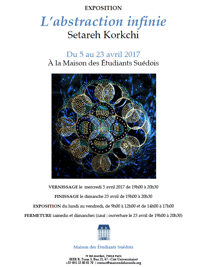 Vernissage 5 avril 19h00-20h30. Setareh Korkchi