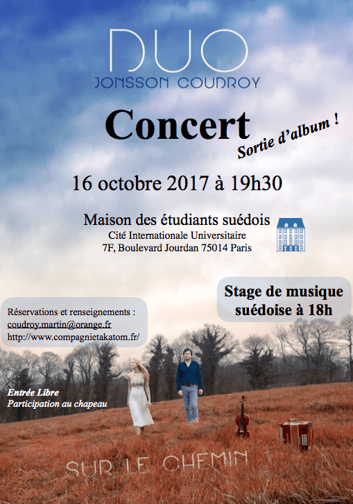 Musik workshop och konsert med duon Jonsson Coudroy, den 16 oktober kl 18