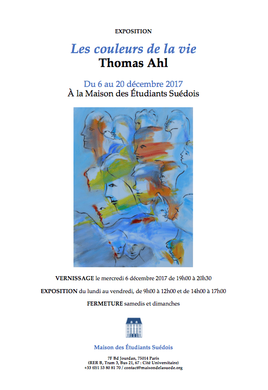 Vernissage : ”Les couleurs de la vie” av Thomas Ahl, den 6 december 2017 kl 19