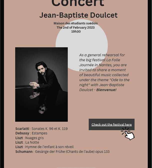 Concert de Jean-Baptiste Doulcet jeudi 2 février à 19h30