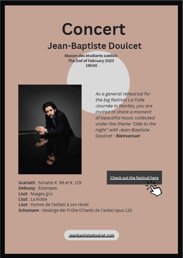 Concert de Jean-Baptiste Doulcet jeudi 2 février à 19h30