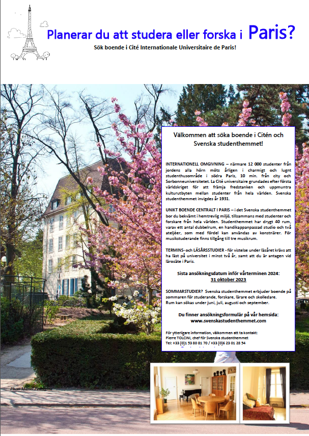 Planerar du att studera eller forska i Paris? Sök boende i Cité Internationale Universitaire de Paris!