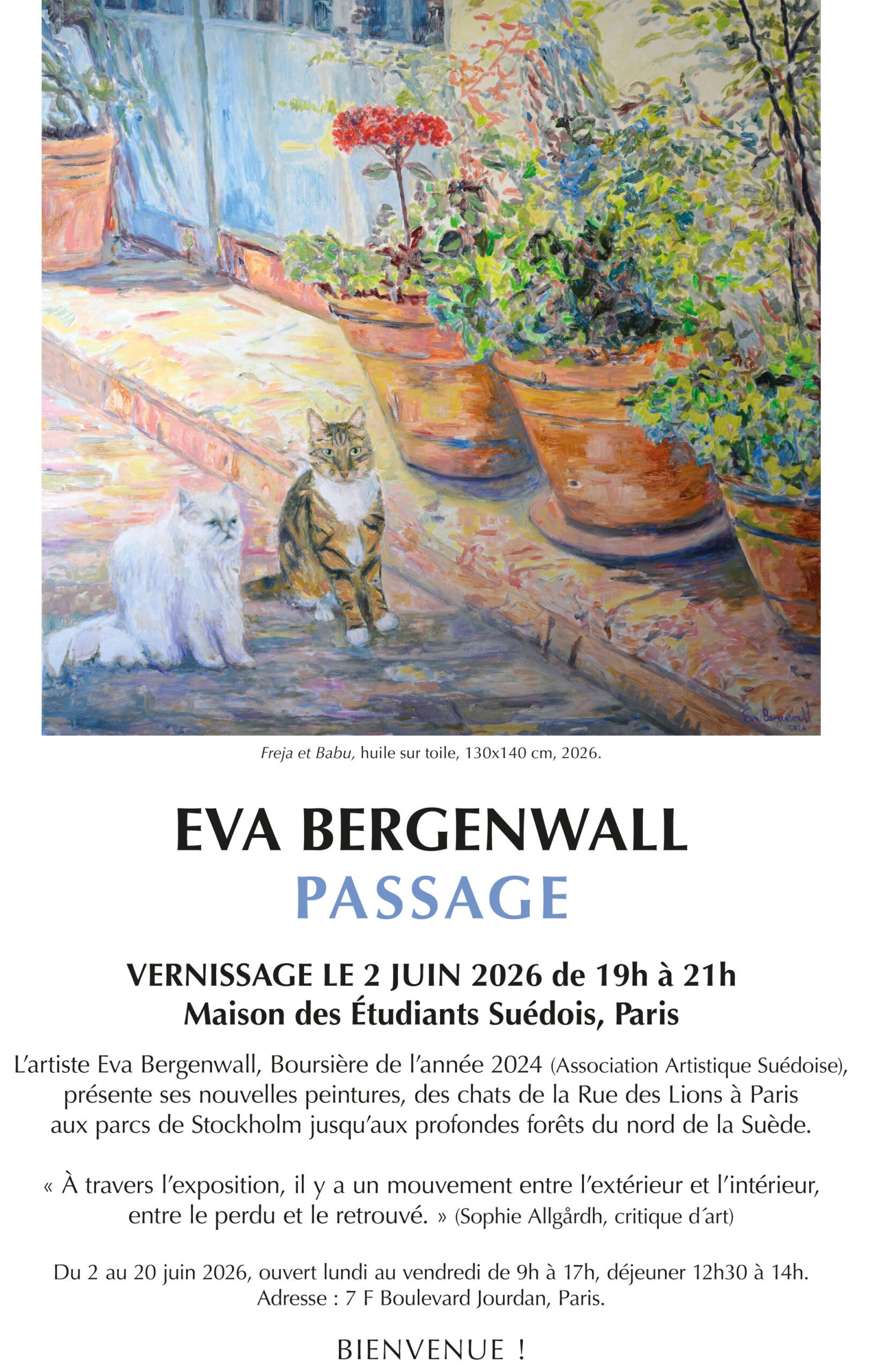 VERNISSAGE Eva Bergenwall « Passage »