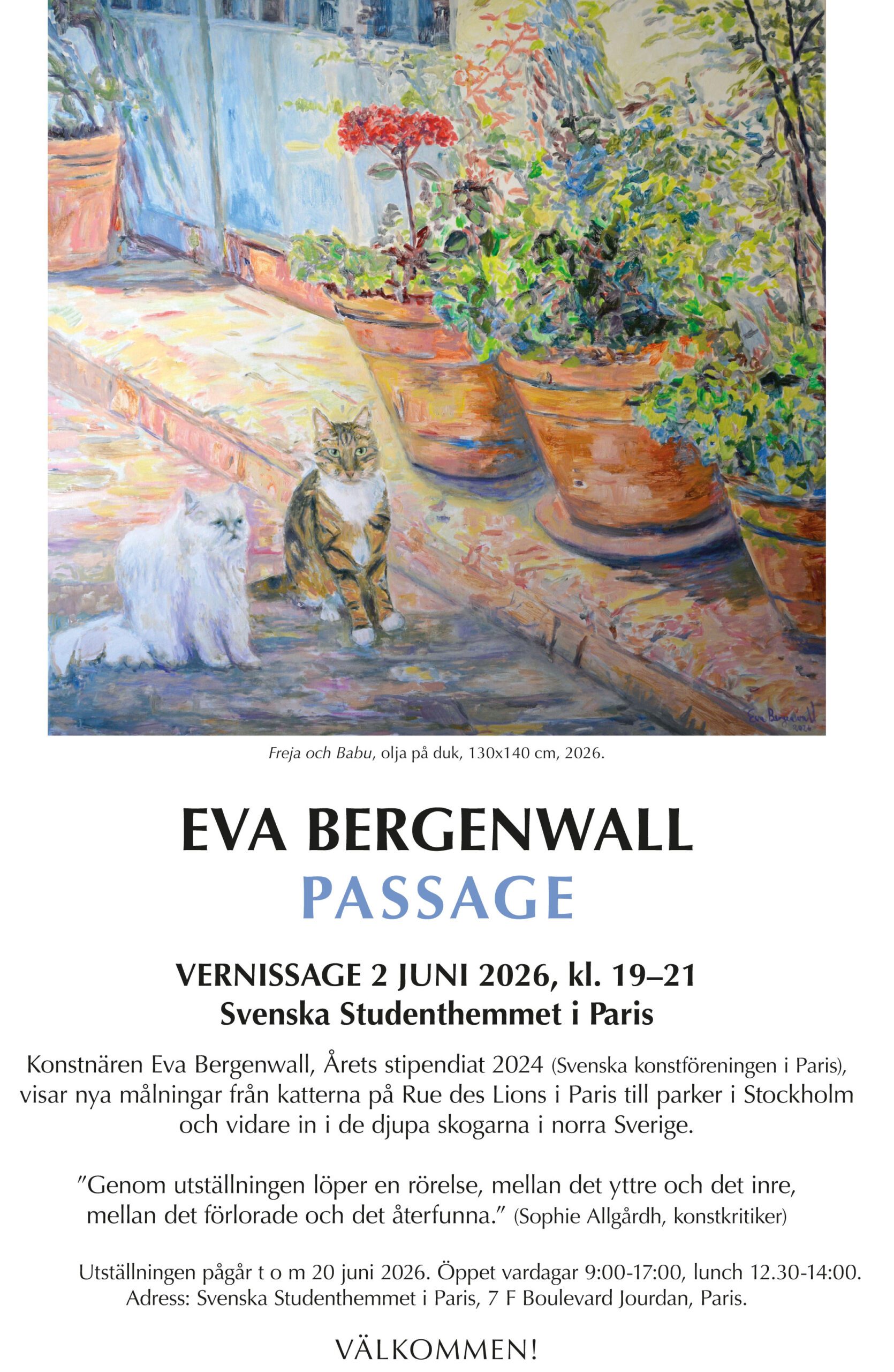VERNISSAGE Eva Bergenwall ”Passage”